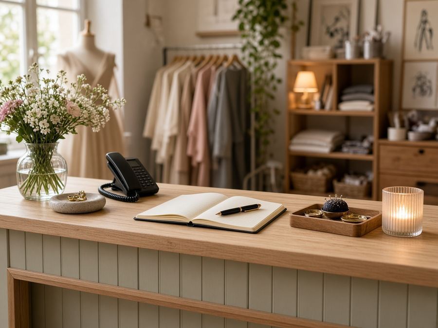Contact desk at Glamroot Atelier in Basel